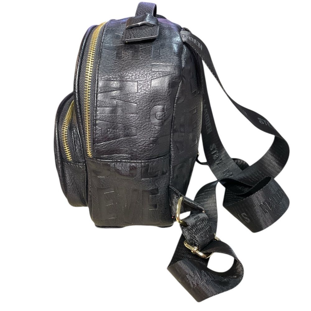 Steve Madden Embossed Black Backpack with Gold Details - Picture 4 of 13